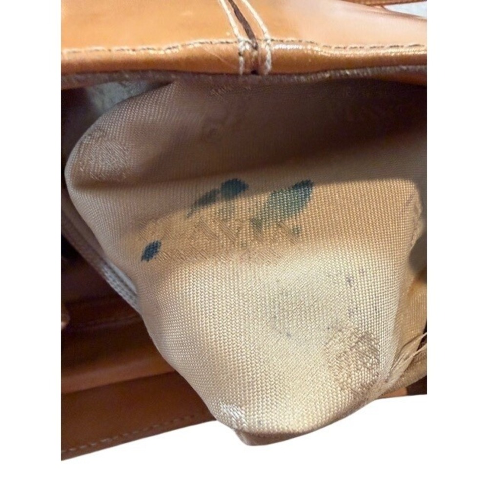 Flavia Pelleterie Made Italy Tan‎ Leather Tote Bag Studded Drawstring Shoulder - Picture 9 of 10
